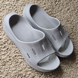 Hoka Light Gray Slide Sandals